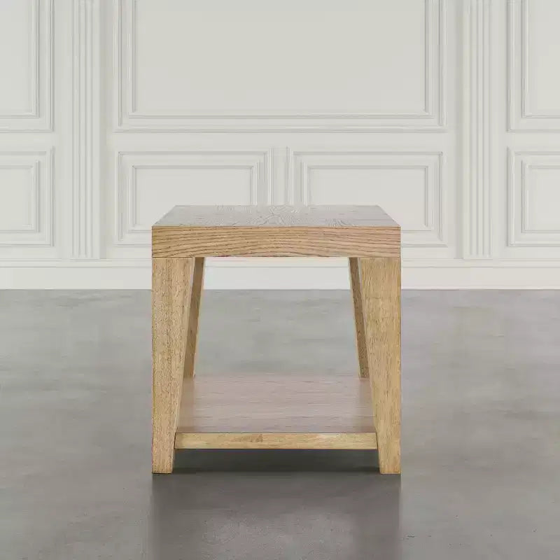 Tavolino quadrato moderno contemporaneo da 61 cm con ripiano aperto – Gambe in legno di gomma