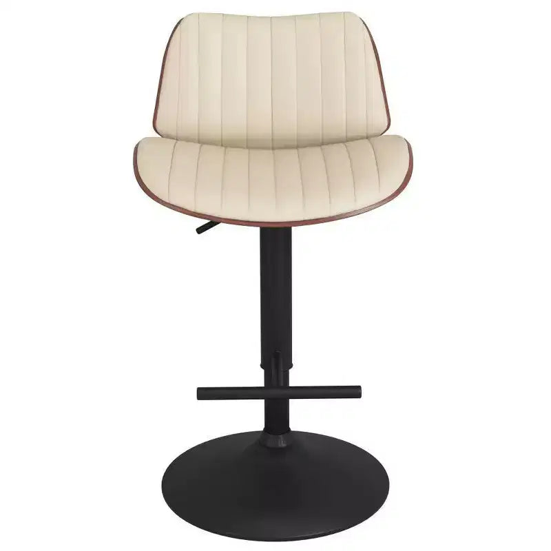 Sgabello da bar girevole regolabile – Mid-Century Modern, sollevamento idraulico, similpelle vegana color crema