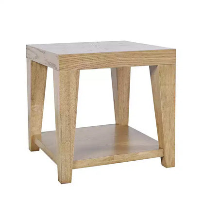 Tavolino quadrato moderno contemporaneo da 61 cm con ripiano aperto – Gambe in legno di gomma