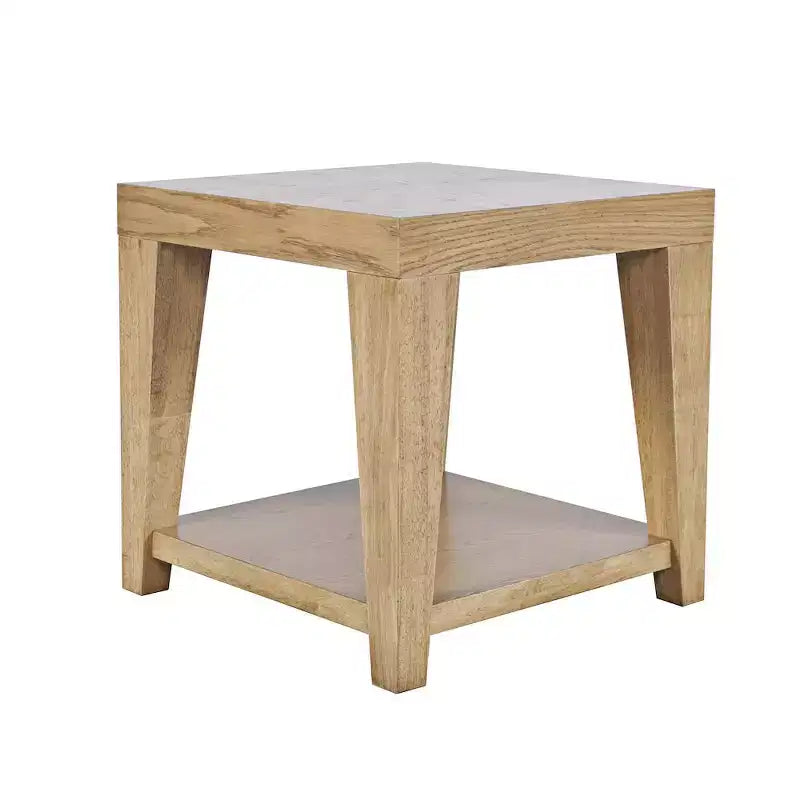 Tavolino quadrato moderno contemporaneo da 61 cm con ripiano aperto – Gambe in legno di gomma