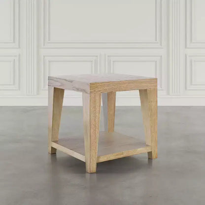 Tavolino quadrato moderno contemporaneo da 61 cm con ripiano aperto – Gambe in legno di gomma
