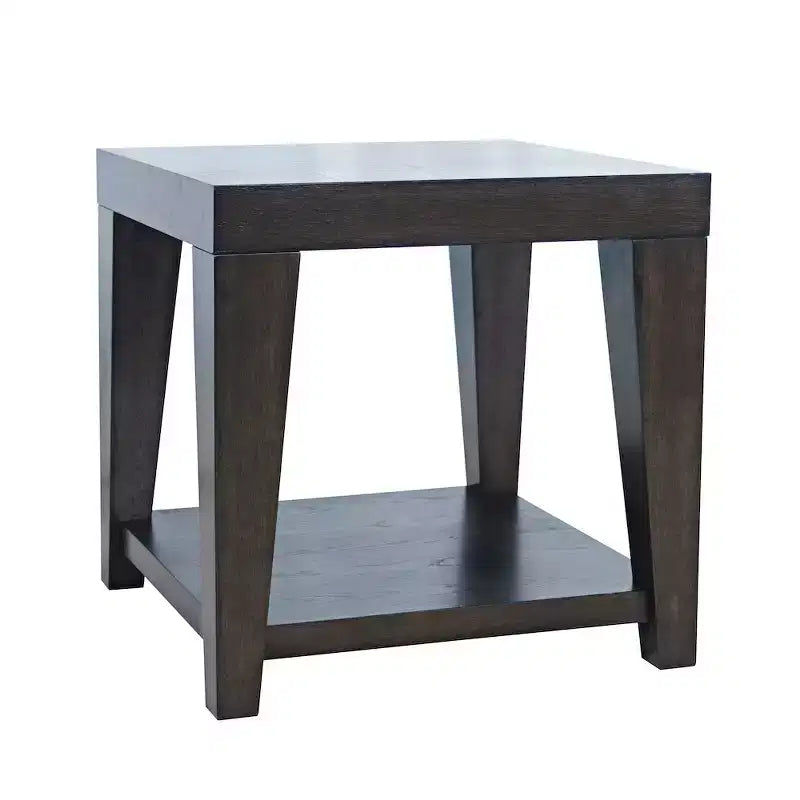 Tavolino quadrato moderno contemporaneo da 61 cm con ripiano aperto – Gambe in legno di gomma