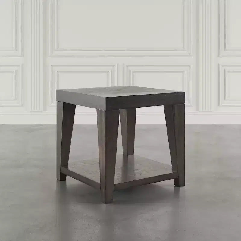 Tavolino quadrato moderno contemporaneo da 61 cm con ripiano aperto – Gambe in legno di gomma