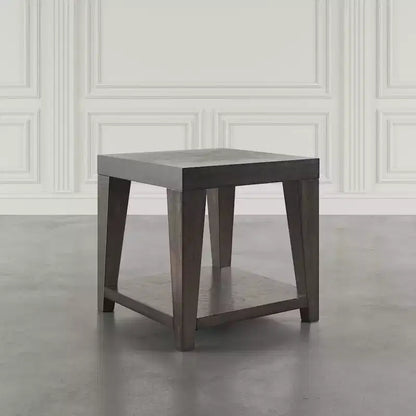 Tavolino quadrato moderno contemporaneo da 61 cm con ripiano aperto – Gambe in legno di gomma