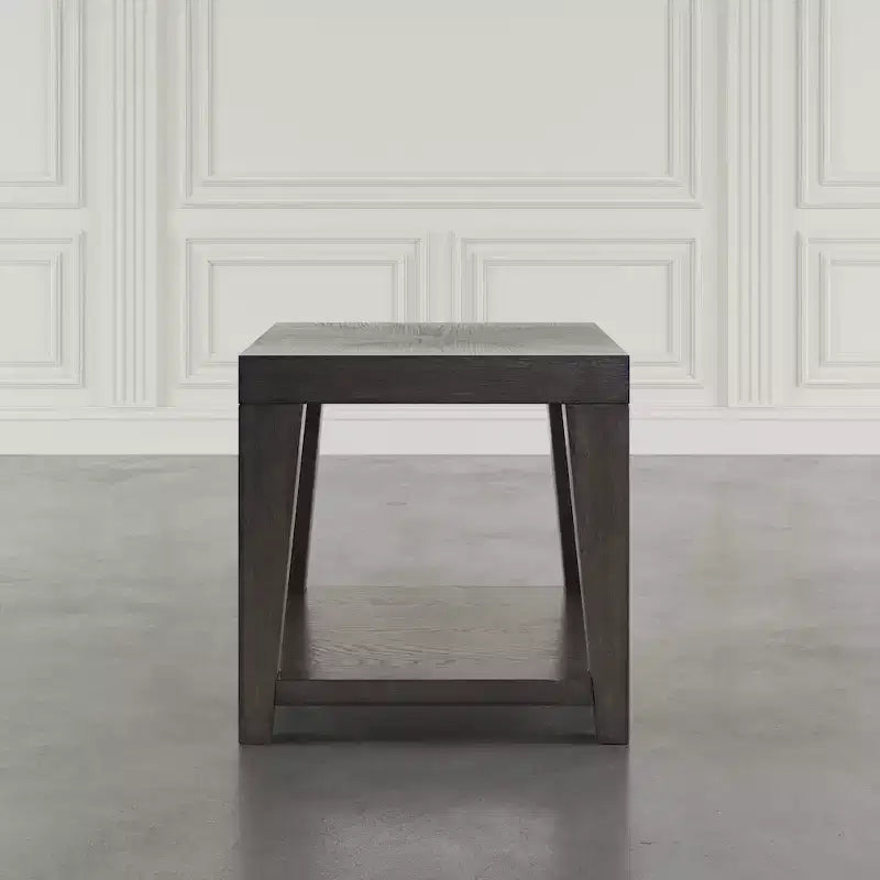 Tavolino quadrato moderno contemporaneo da 61 cm con ripiano aperto – Gambe in legno di gomma
