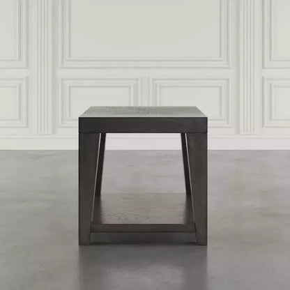 Tavolino quadrato moderno contemporaneo da 61 cm con ripiano aperto – Gambe in legno di gomma