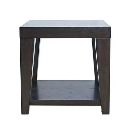 Tavolino quadrato moderno contemporaneo da 61 cm con ripiano aperto – Gambe in legno di gomma