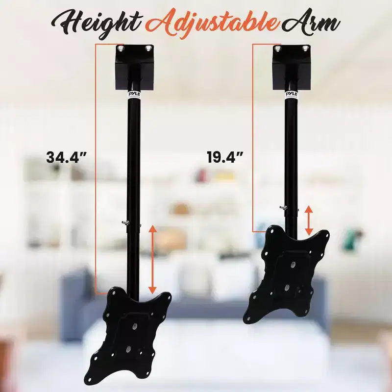Supporto universale per TV da soffitto inclinabile, orientabile e regolabile in altezza, per TV da 23" a 42"