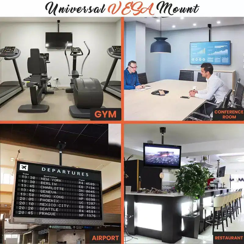 Supporto universale per TV da soffitto inclinabile, orientabile e regolabile in altezza, per TV da 23" a 42"