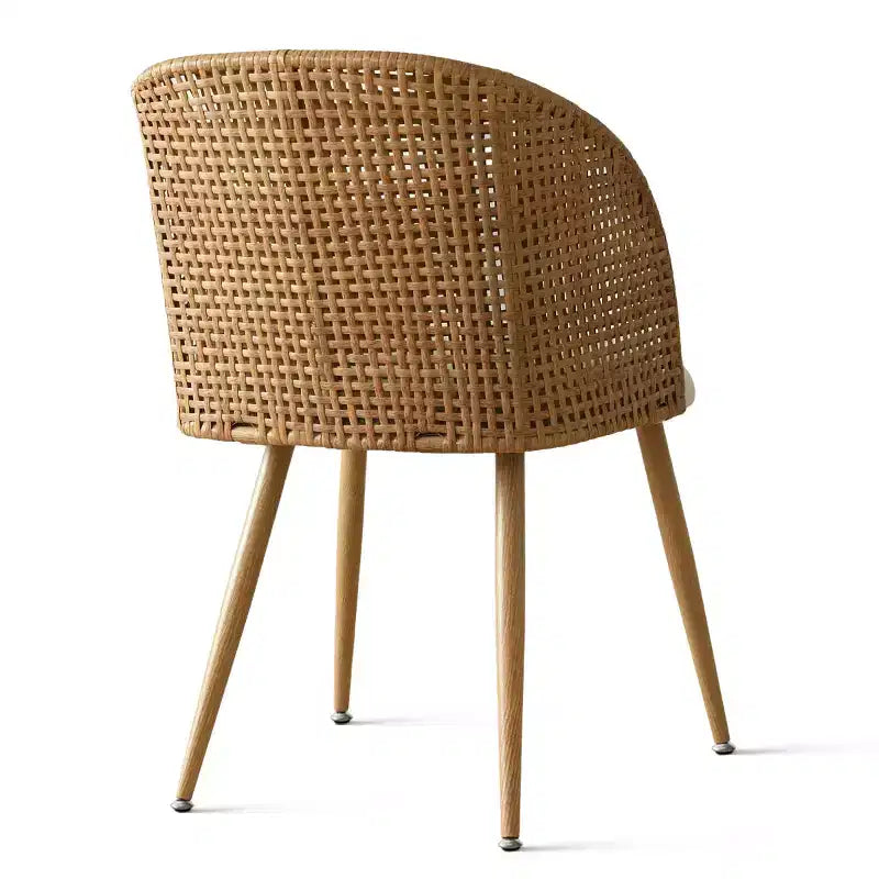 Sedie da pranzo imbottite in rattan, sedia a botte senza braccioli in lino con schienale curvo in canna – da 6 o 8
