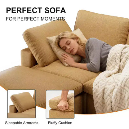 Divano sezionale in pelle rigenerata Cat Paw con pouf contenitore – 3 posti, per soggiorno