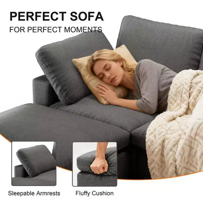 Divano sezionale in pelle rigenerata Cat Paw con pouf contenitore – 3 posti, per soggiorno