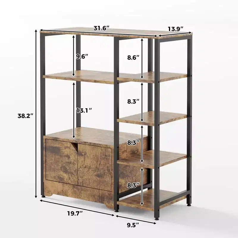 Mobiletto angolare da caffè in stile rustico con 5 ripiani – Credenza compatta