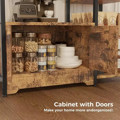 Mobiletto angolare da caffè in stile rustico con 5 ripiani – Credenza compatta