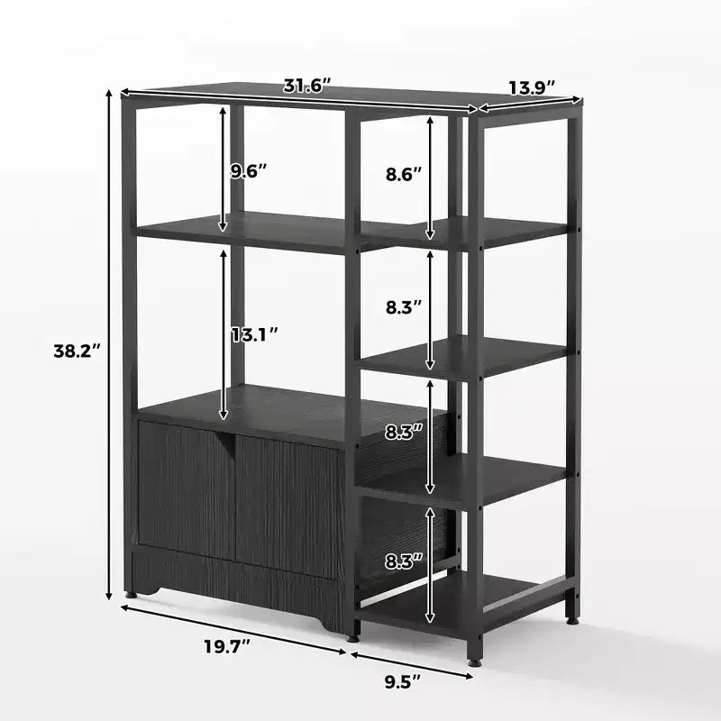 Mobiletto angolare da caffè in stile rustico con 5 ripiani – Credenza compatta