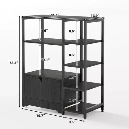 Mobiletto angolare da caffè in stile rustico con 5 ripiani – Credenza compatta