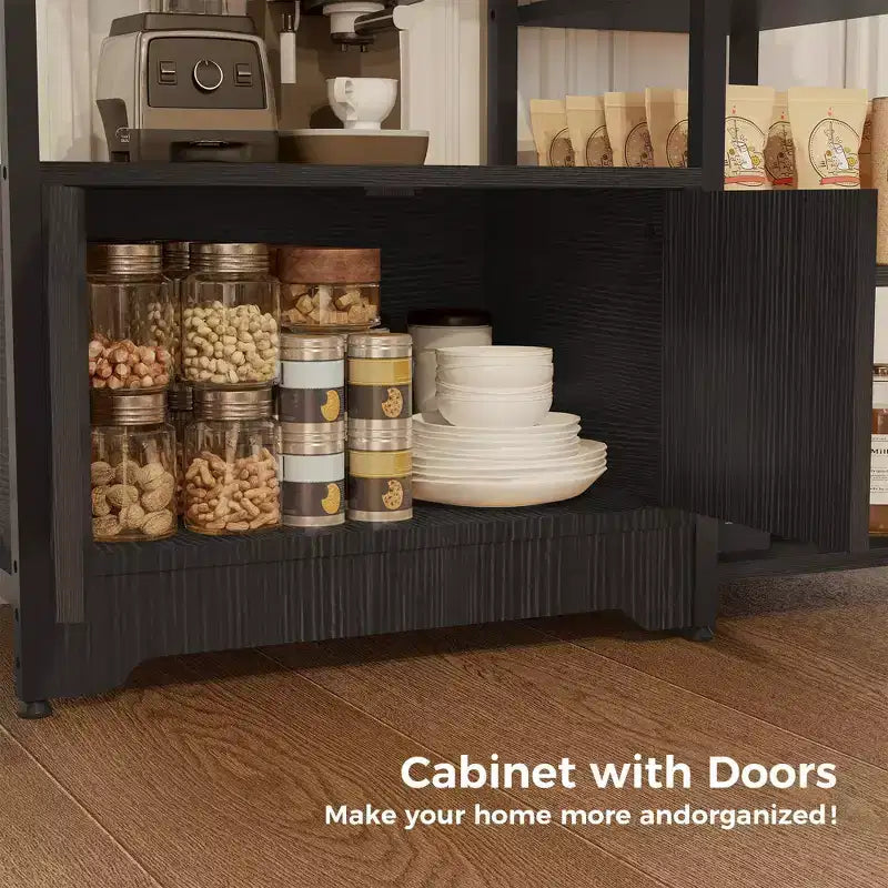 Mobiletto angolare da caffè in stile rustico con 5 ripiani – Credenza compatta