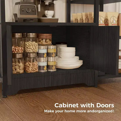 Mobiletto angolare da caffè in stile rustico con 5 ripiani – Credenza compatta