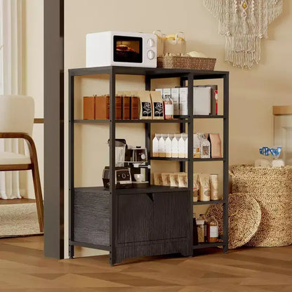 Mobiletto angolare da caffè in stile rustico con 5 ripiani – Credenza compatta