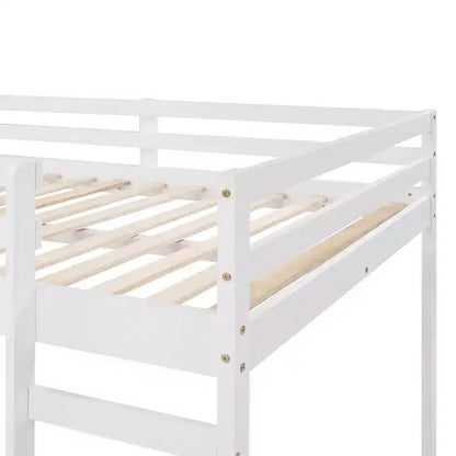 Letto a soppalco matrimoniale con scivolo, sponda a tutta lunghezza e design multifunzionale – Bianco