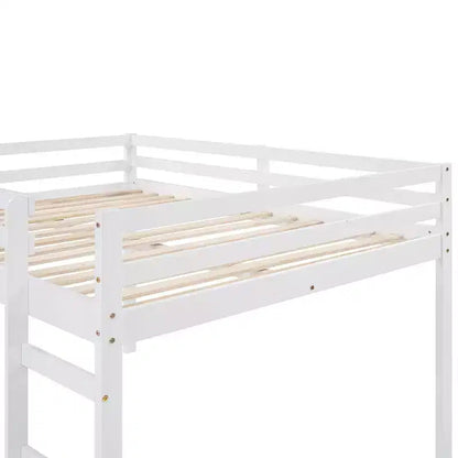 Letto a soppalco matrimoniale con scivolo, sponda a tutta lunghezza e design multifunzionale – Bianco