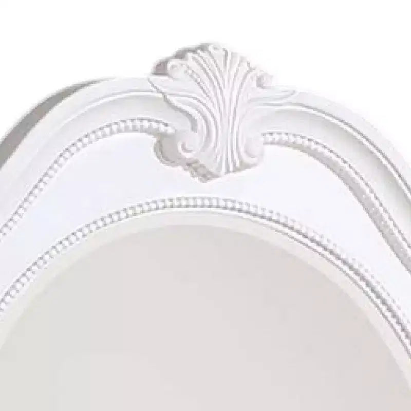Specchio da comò classico bianco in legno massello da 42" con cornice intagliata e vetro smussato