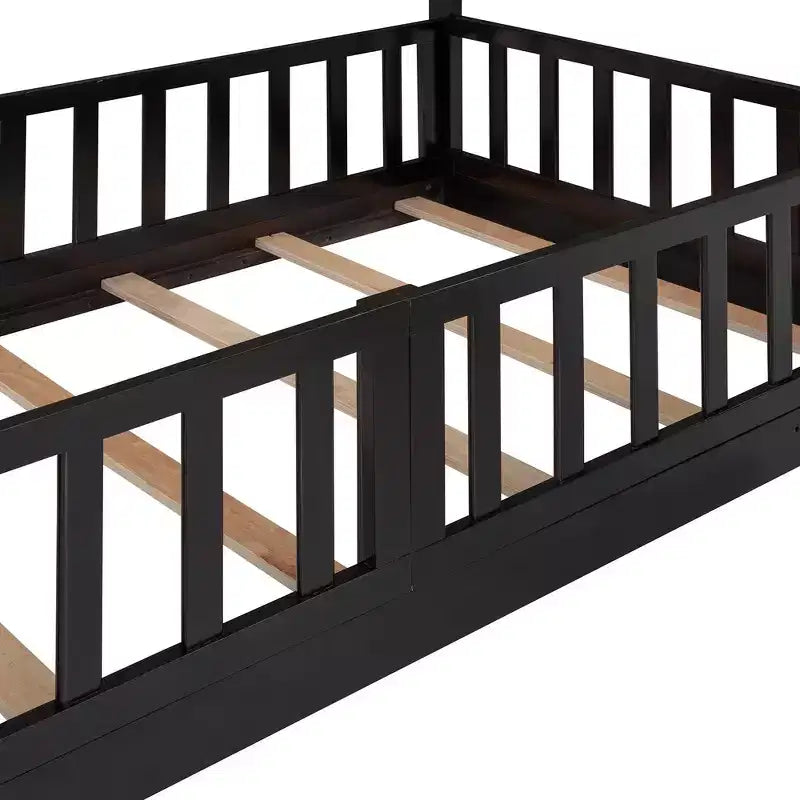 Letto a Castello con Scivolo, Scala e Sponda di Protezione su Tutta la Lunghezza – Struttura in Legno Massello