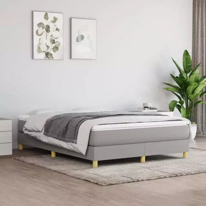 Bed Frame Light Grey 100% polyester fabric, plywood, engineered wood