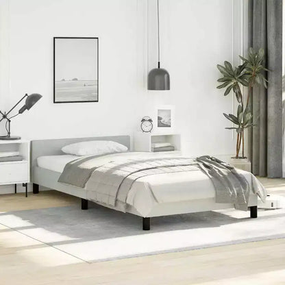 Giroletto Con Testiera Velluto Grigio Chiaro, Compensato, Legno Ingegnerizzato