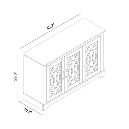 Credenza con ante decorative traforate – 116,1 cm L x 39,9 cm P x 74,4 cm H