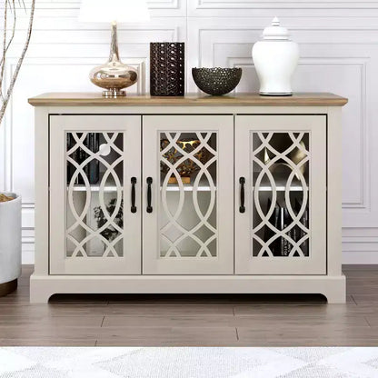 Credenza con ante decorative traforate – 116,1 cm L x 39,9 cm P x 74,4 cm H