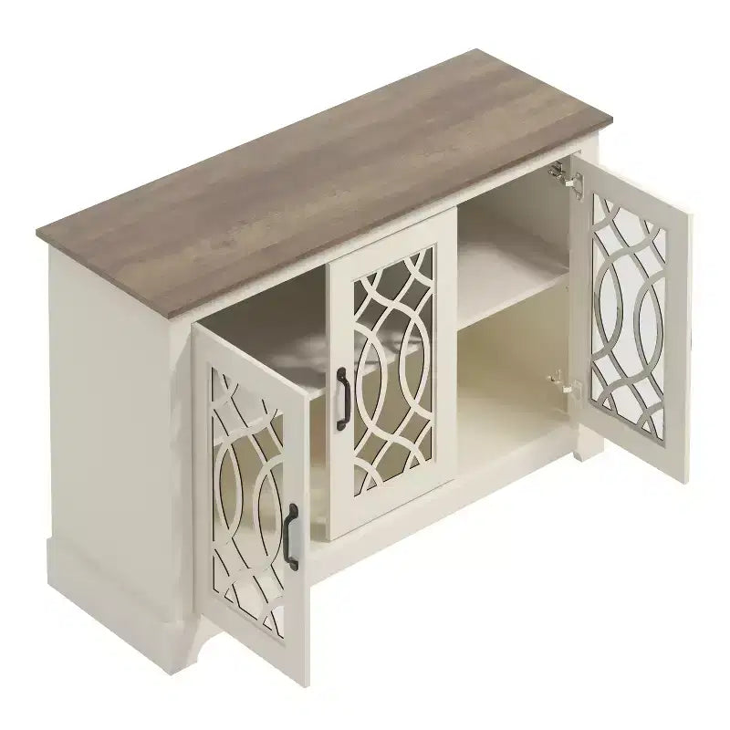 Credenza con ante decorative traforate – 116,1 cm L x 39,9 cm P x 74,4 cm H
