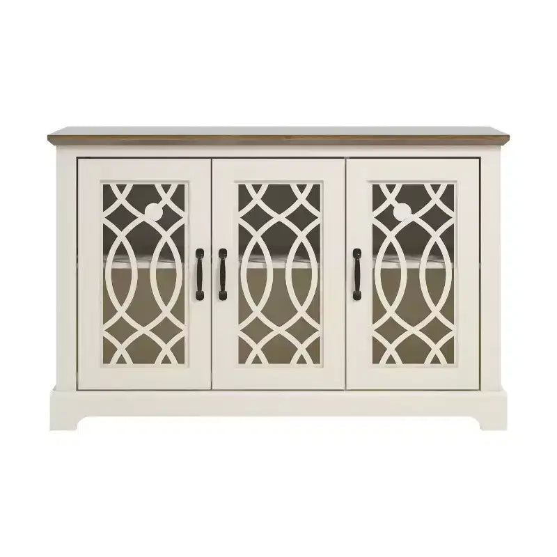 Credenza con ante decorative traforate – 116,1 cm L x 39,9 cm P x 74,4 cm H