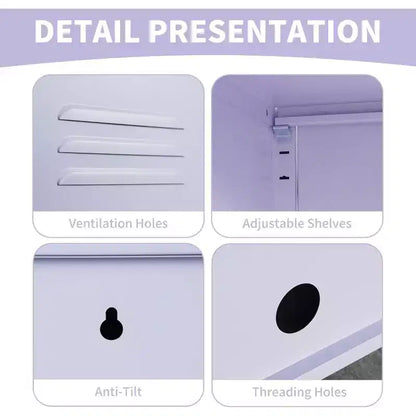 Tavolino Comodino in Metallo con Ante, Tavolino Laterale Moderno Minimalista con 2 Ripiani Regolabili, Design Antiribaltamento, Armadietto Multiuso per Soggiorno Camera da Letto