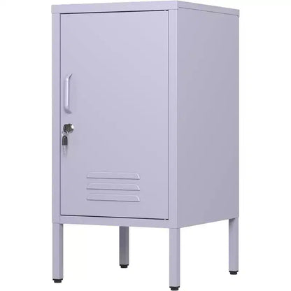 Tavolino Comodino in Metallo con Ante, Tavolino Laterale Moderno Minimalista con 2 Ripiani Regolabili, Design Antiribaltamento, Armadietto Multiuso per Soggiorno Camera da Letto