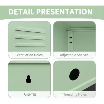 Tavolino Comodino in Metallo con Ante, Tavolino Laterale Moderno Minimalista con 2 Ripiani Regolabili, Design Antiribaltamento, Armadietto Multiuso per Soggiorno Camera da Letto