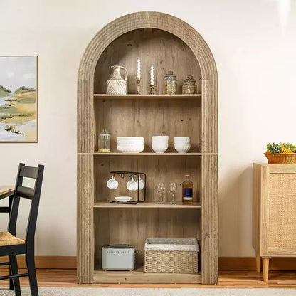Libreria alta ad arco a 4 ripiani in stile Mid-Century – Scaffale aperto per ufficio e soggiorno