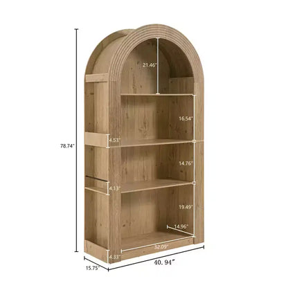 Libreria alta ad arco a 4 ripiani in stile Mid-Century – Scaffale aperto per ufficio e soggiorno