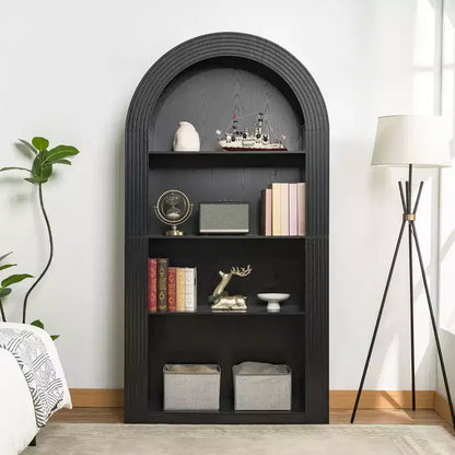 Libreria alta ad arco a 4 ripiani in stile Mid-Century – Scaffale aperto per ufficio e soggiorno