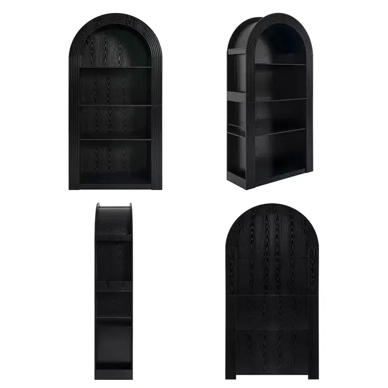 Libreria alta ad arco a 4 ripiani in stile Mid-Century – Scaffale aperto per ufficio e soggiorno