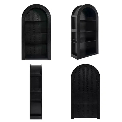 Libreria alta ad arco a 4 ripiani in stile Mid-Century – Scaffale aperto per ufficio e soggiorno