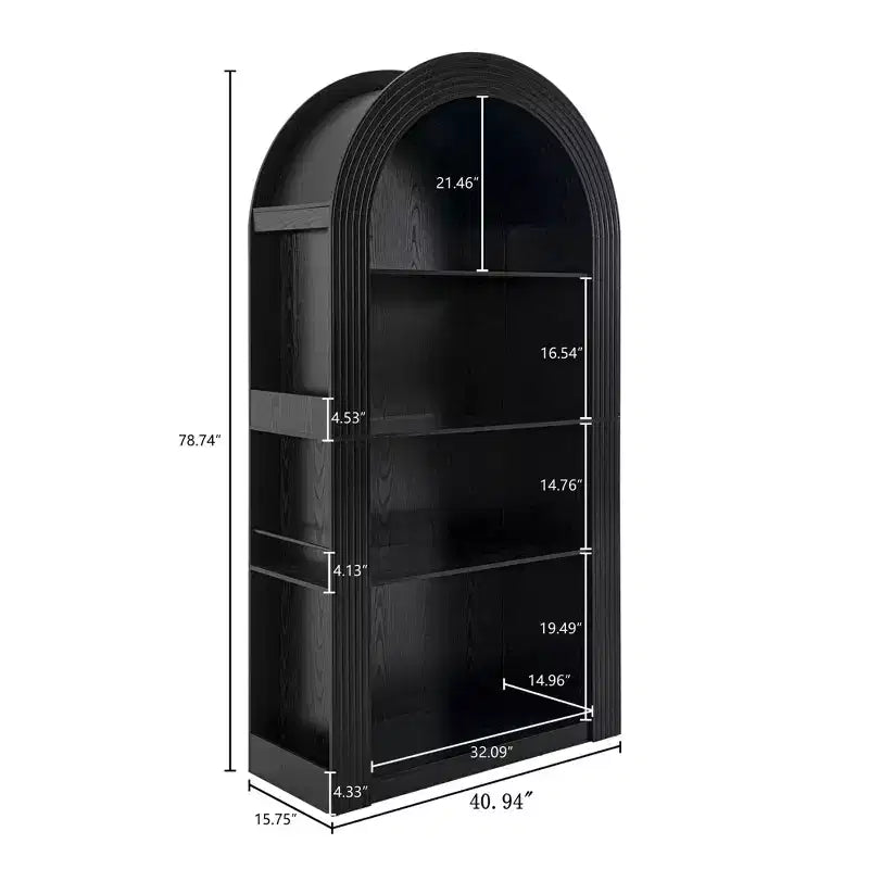 Libreria alta ad arco a 4 ripiani in stile Mid-Century – Scaffale aperto per ufficio e soggiorno