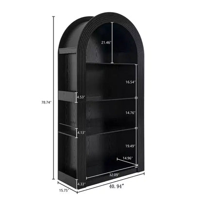 Libreria alta ad arco a 4 ripiani in stile Mid-Century – Scaffale aperto per ufficio e soggiorno