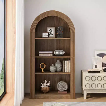Libreria alta ad arco a 4 ripiani in stile Mid-Century – Scaffale aperto per ufficio e soggiorno