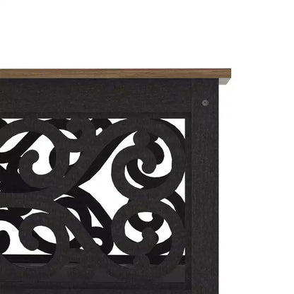 Tavolino da caffè quadrato in legno con pannelli decorativi intagliati e ripiano inferiore – 34,9"
