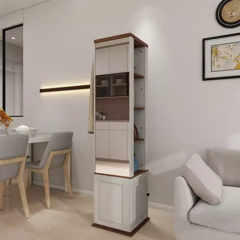 Dispensa in Legno Bianco Anticato con 7 Ripiani – 40 cm