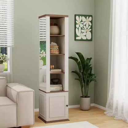 Dispensa in Legno Bianco Anticato con 7 Ripiani – 40 cm