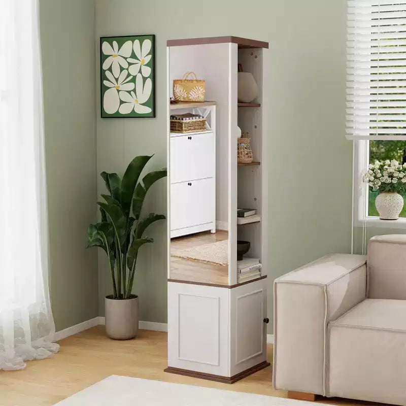 Dispensa in Legno Bianco Anticato con 7 Ripiani – 40 cm