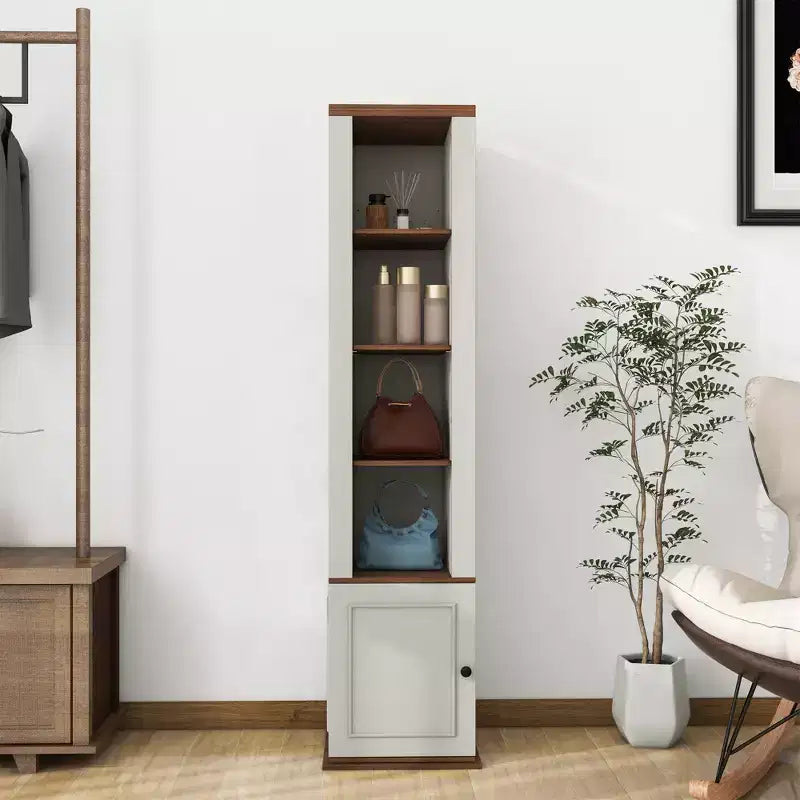 Dispensa in Legno Bianco Anticato con 7 Ripiani – 40 cm