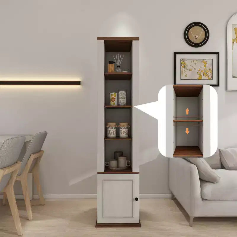 Dispensa in Legno Bianco Anticato con 7 Ripiani – 40 cm